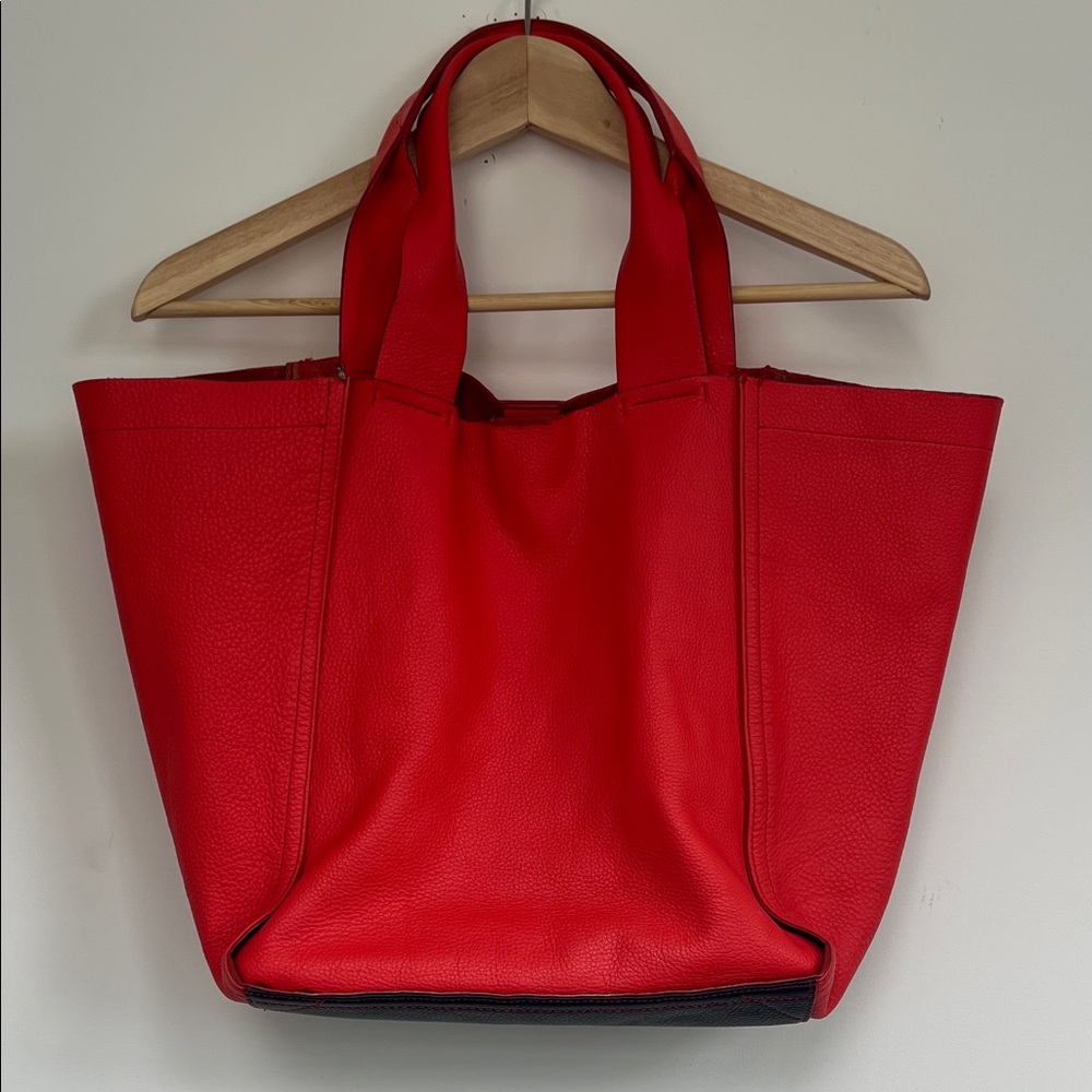 GAP Red and Dark Blue Leather Tote Bag